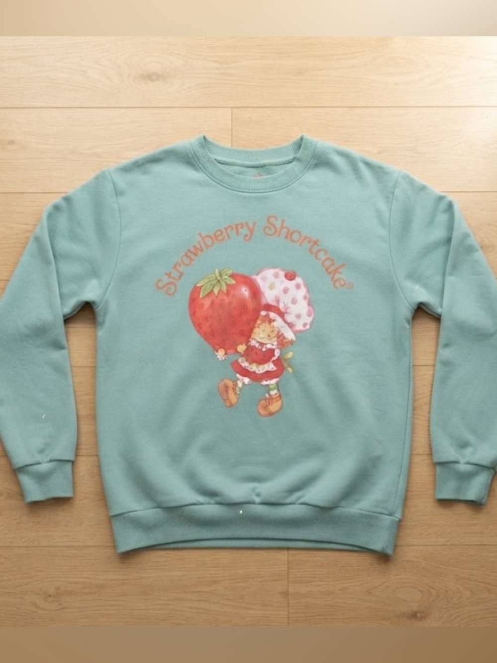 Women's Crewneck Strawberry Graphic Sweater - Pink/Red